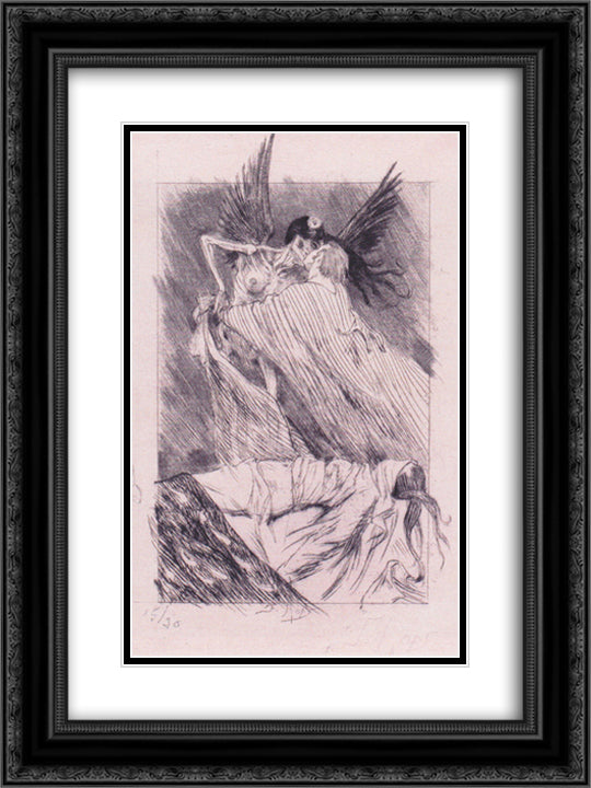 Kisses of Death 18x24 Black Ornate Wood Framed Art Print Poster with Double Matting by Rops, Felicien