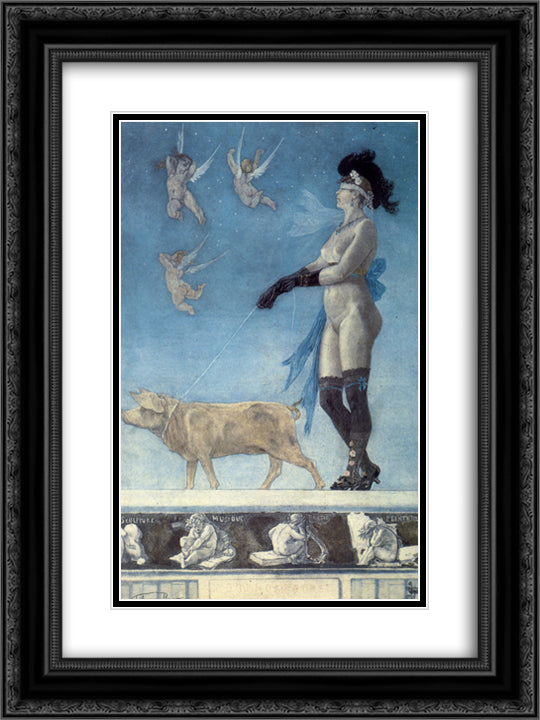 Pornocrates 18x24 Black Ornate Wood Framed Art Print Poster with Double Matting by Rops, Felicien