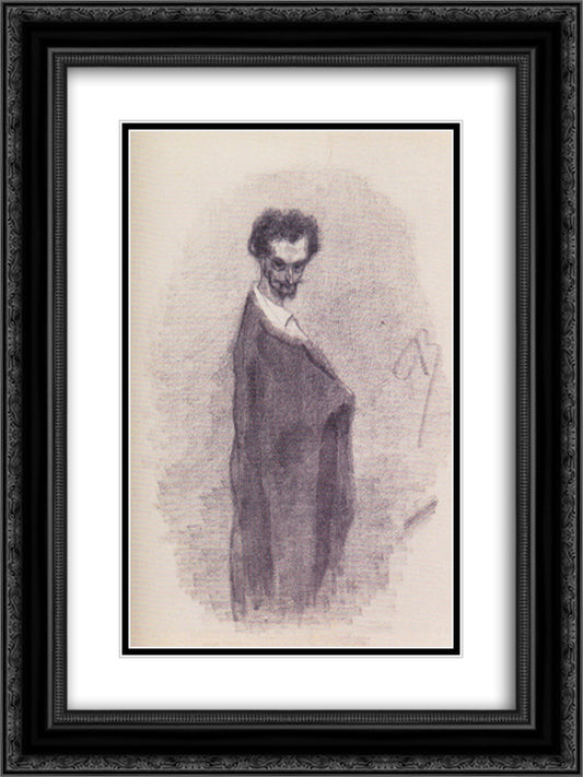 Satanic Self-Portrait 18x24 Black Ornate Wood Framed Art Print Poster with Double Matting by Rops, Felicien