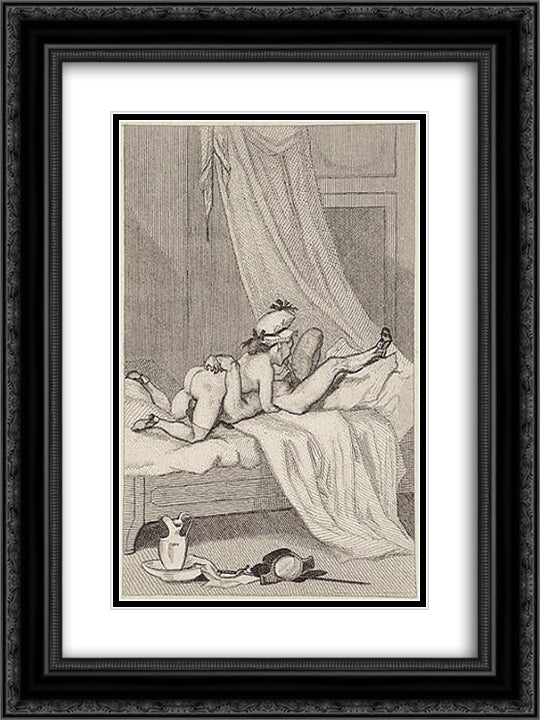 Sex position '69' 18x24 Black Ornate Wood Framed Art Print Poster with Double Matting by Rops, Felicien