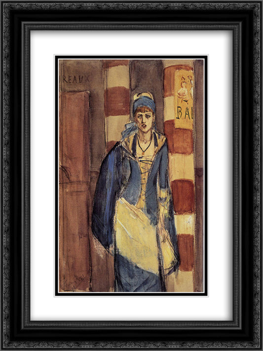 The Absinthe Drinker 18x24 Black Ornate Wood Framed Art Print Poster with Double Matting by Rops, Felicien