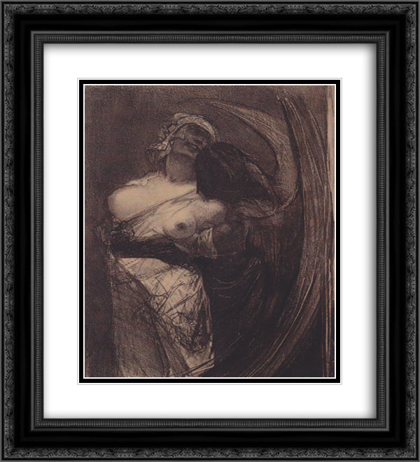 The Cold Devils 20x22 Black Ornate Wood Framed Art Print Poster with Double Matting by Rops, Felicien