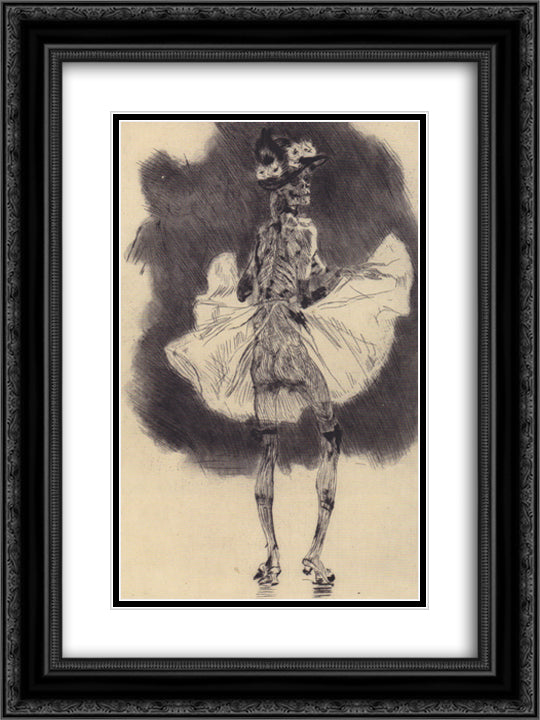 The Dance of Death 18x24 Black Ornate Wood Framed Art Print Poster with Double Matting by Rops, Felicien