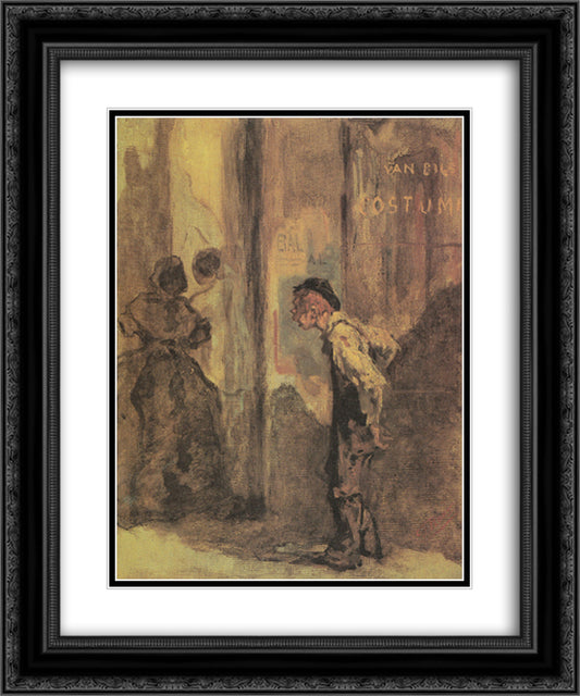 The Entrance to the Ball 20x24 Black Ornate Wood Framed Art Print Poster with Double Matting by Rops, Felicien