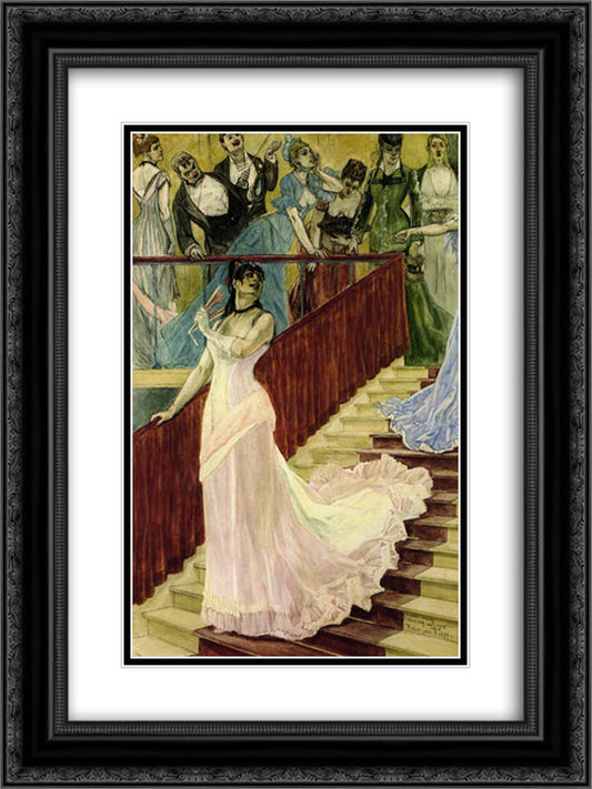 The Row 18x24 Black Ornate Wood Framed Art Print Poster with Double Matting by Rops, Felicien