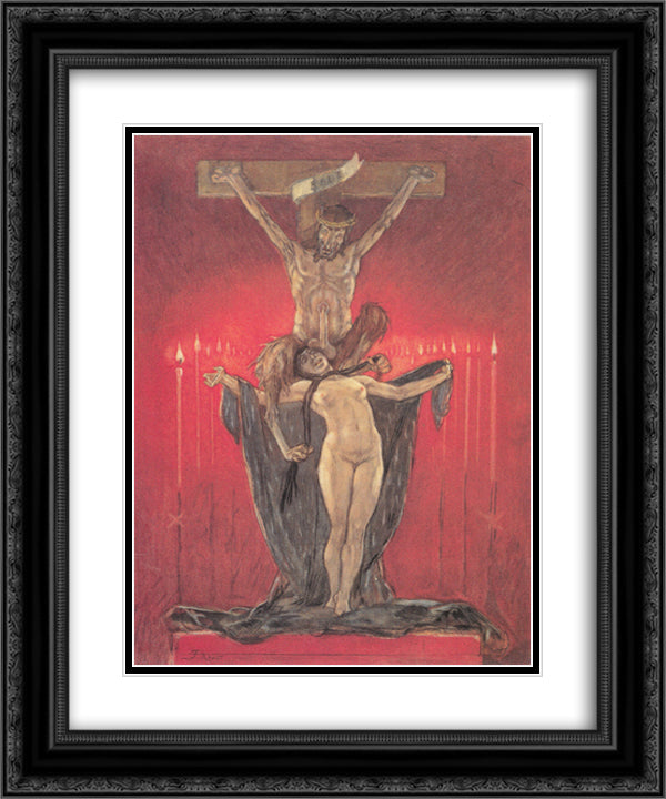 The Satanic. Calvary 20x24 Black Ornate Wood Framed Art Print Poster with Double Matting by Rops, Felicien