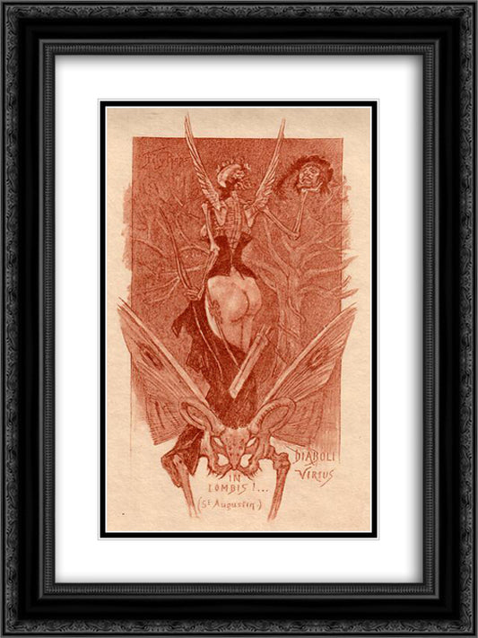 The Sentimental Initiation 18x24 Black Ornate Wood Framed Art Print Poster with Double Matting by Rops, Felicien