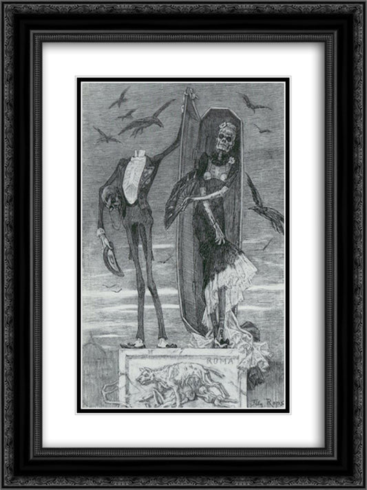 The Supreme Vice 18x24 Black Ornate Wood Framed Art Print Poster with Double Matting by Rops, Felicien