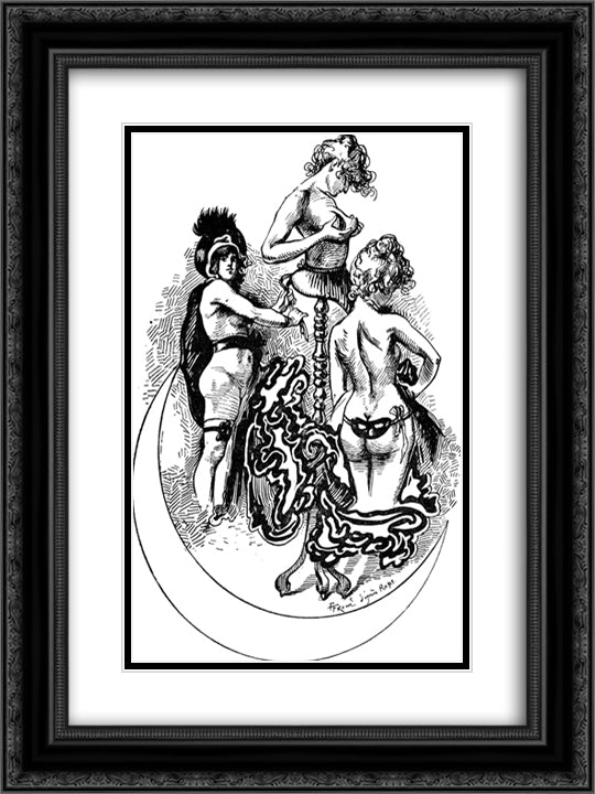 Women 18x24 Black Ornate Wood Framed Art Print Poster with Double Matting by Rops, Felicien