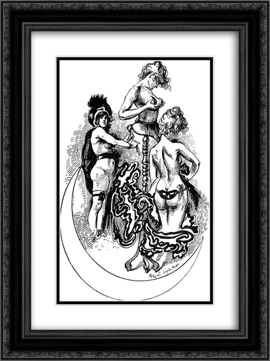 Women 18x24 Black Ornate Wood Framed Art Print Poster with Double Matting by Rops, Felicien