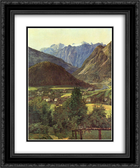 Dachstein from the place of Sophie 20x24 Black Ornate Wood Framed Art Print Poster with Double Matting by Waldmuller, Ferdinand Georg