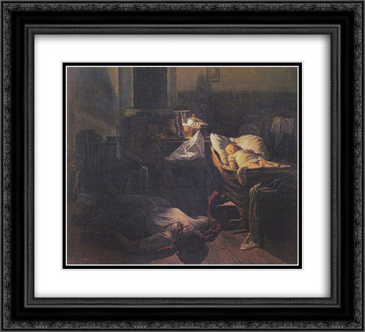 Depleted power 22x20 Black Ornate Wood Framed Art Print Poster with Double Matting by Waldmuller, Ferdinand Georg