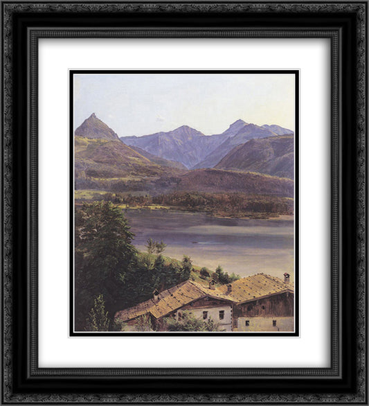 Der Wolfgangsee 20x22 Black Ornate Wood Framed Art Print Poster with Double Matting by Waldmuller, Ferdinand Georg