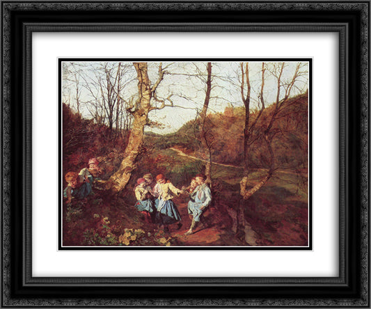 Early Spring in the Vienna Woods 24x20 Black Ornate Wood Framed Art Print Poster with Double Matting by Waldmuller, Ferdinand Georg