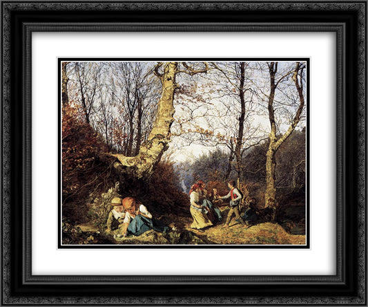 Early Spring in the Wienerwald 24x20 Black Ornate Wood Framed Art Print Poster with Double Matting by Waldmuller, Ferdinand Georg