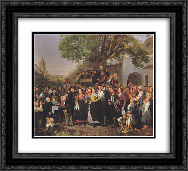 Lower-Austrian Peasant Wedding 22x20 Black Ornate Wood Framed Art Print Poster with Double Matting by Waldmuller, Ferdinand Georg