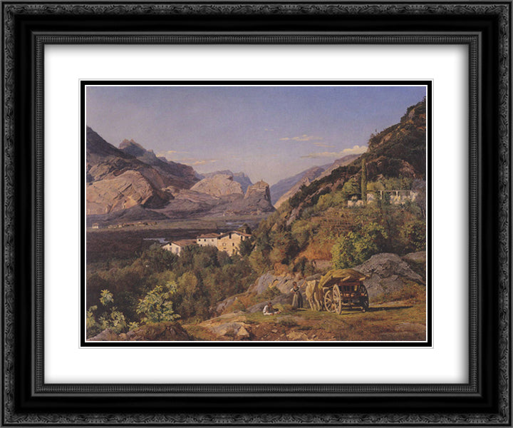 Mountains of Arco at Riva 24x20 Black Ornate Wood Framed Art Print Poster with Double Matting by Waldmuller, Ferdinand Georg