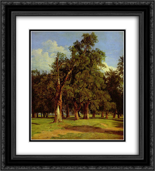 Old elms in Prater 20x22 Black Ornate Wood Framed Art Print Poster with Double Matting by Waldmuller, Ferdinand Georg