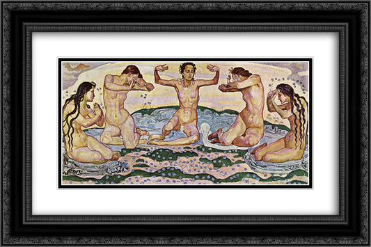 A day 24x16 Black Ornate Wood Framed Art Print Poster with Double Matting by Hodler, Ferdinand