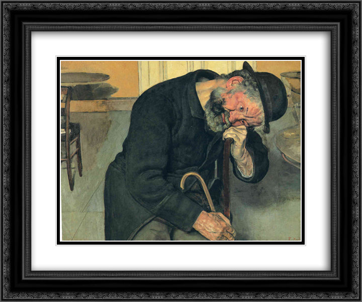 A Troubled Soul 24x20 Black Ornate Wood Framed Art Print Poster with Double Matting by Hodler, Ferdinand