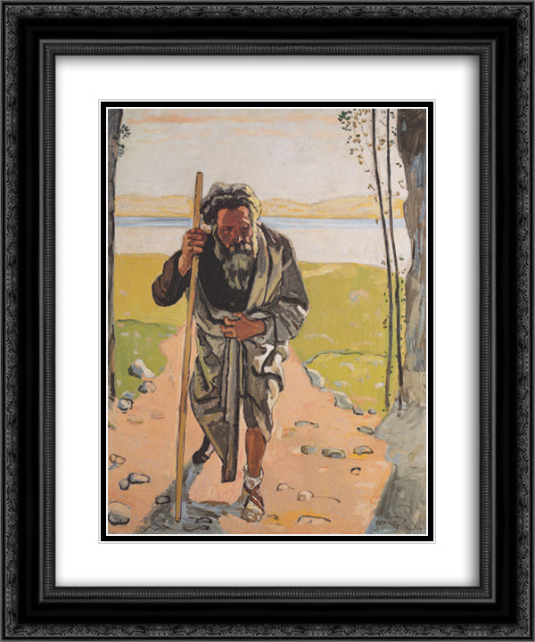 Ahasver 20x24 Black Ornate Wood Framed Art Print Poster with Double Matting by Hodler, Ferdinand