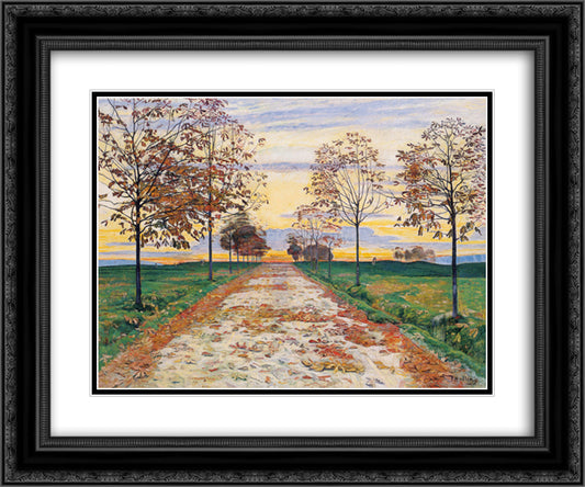 Autumn Evening 24x20 Black Ornate Wood Framed Art Print Poster with Double Matting by Hodler, Ferdinand