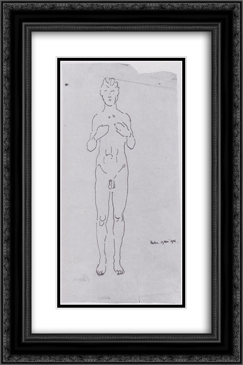 Character study 16x24 Black Ornate Wood Framed Art Print Poster with Double Matting by Hodler, Ferdinand