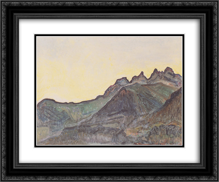 Dents du Midi 24x20 Black Ornate Wood Framed Art Print Poster with Double Matting by Hodler, Ferdinand