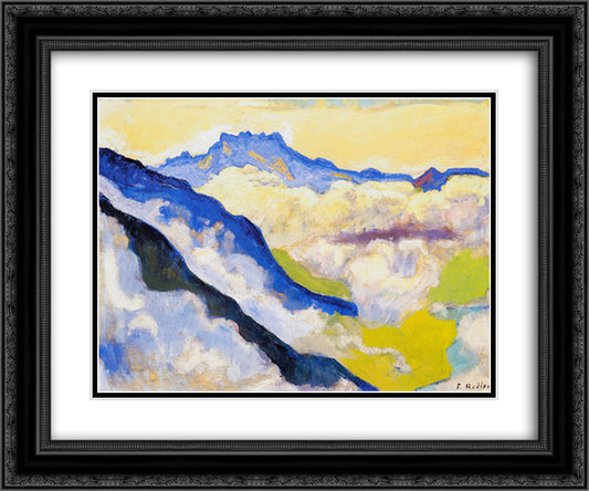 Dents du Midi in Clouds 24x20 Black Ornate Wood Framed Art Print Poster with Double Matting by Hodler, Ferdinand