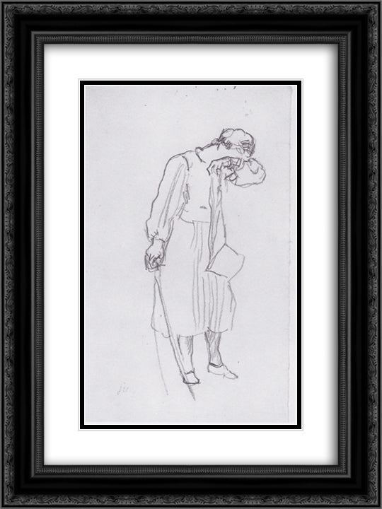 Farewell participating female figure 18x24 Black Ornate Wood Framed Art Print Poster with Double Matting by Hodler, Ferdinand