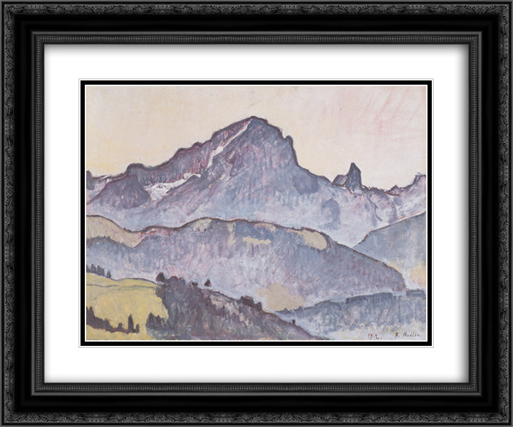 From Le Grand Muveran Villars 24x20 Black Ornate Wood Framed Art Print Poster with Double Matting by Hodler, Ferdinand