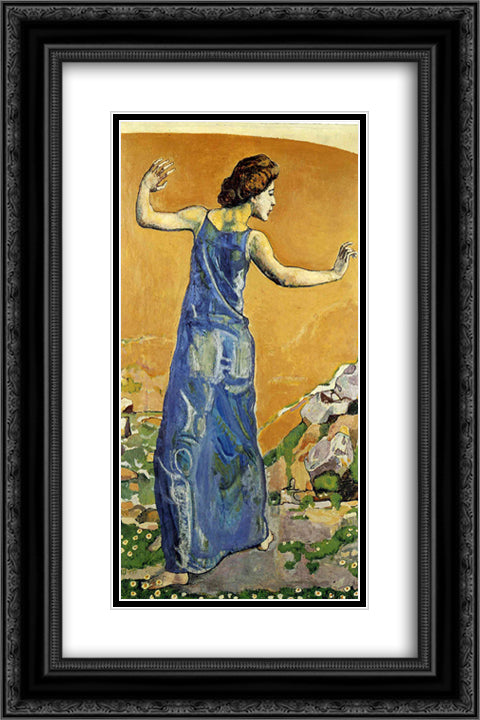 Joyous Woman 16x24 Black Ornate Wood Framed Art Print Poster with Double Matting by Hodler, Ferdinand