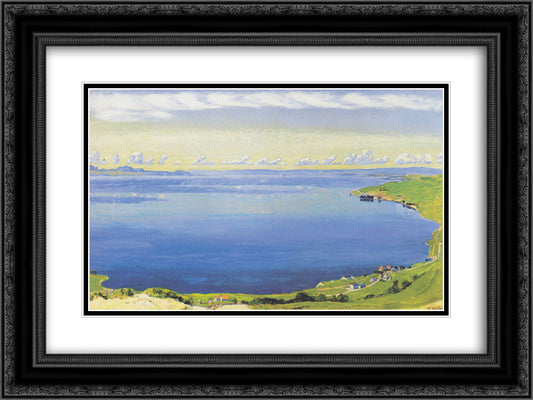 Lake Geneva from Chexbres 24x18 Black Ornate Wood Framed Art Print Poster with Double Matting by Hodler, Ferdinand