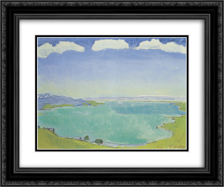 Lake Geneva from the Caux 24x20 Black Ornate Wood Framed Art Print Poster with Double Matting by Hodler, Ferdinand