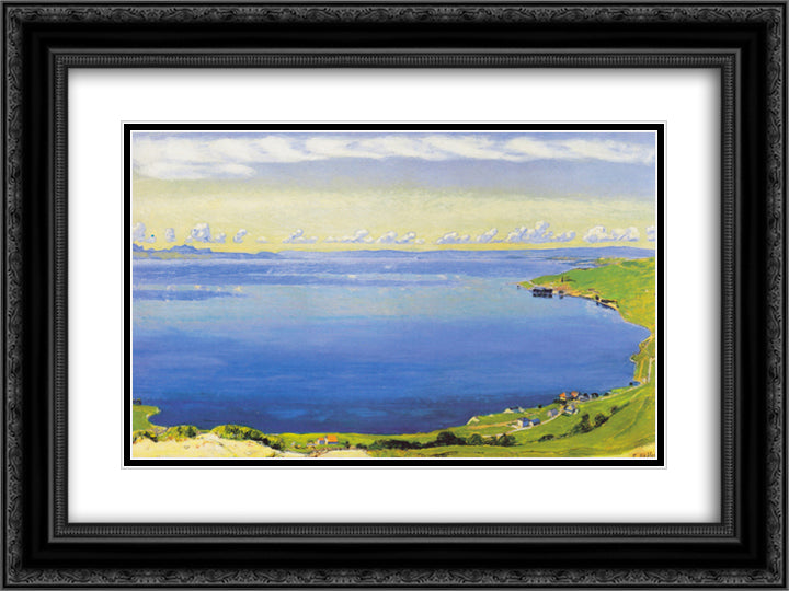 Lake Geneva in Chexbres 24x18 Black Ornate Wood Framed Art Print Poster with Double Matting by Hodler, Ferdinand