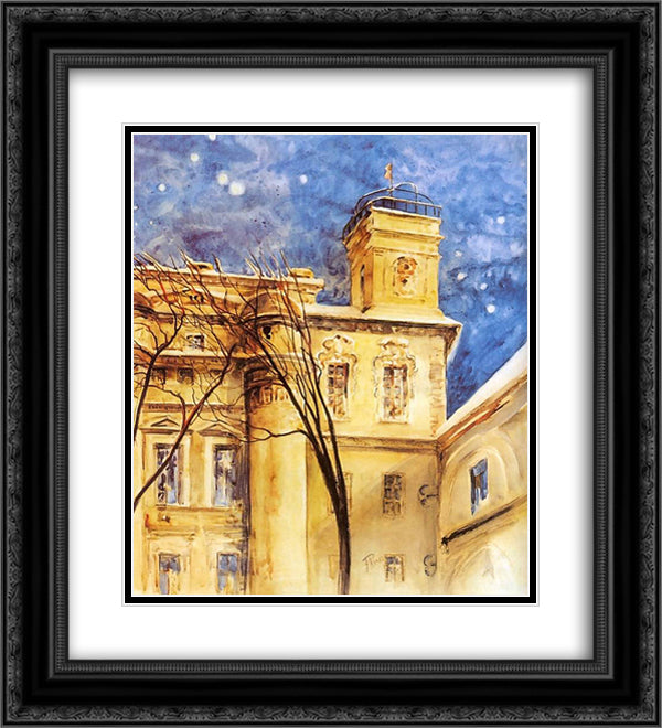 Astronomical Observatory of Vilnius University 20x22 Black Ornate Wood Framed Art Print Poster with Double Matting by Ruszczyc, Ferdynand