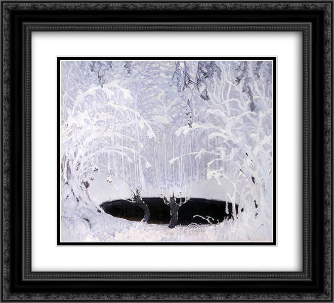 Bajka zimowa 22x20 Black Ornate Wood Framed Art Print Poster with Double Matting by Ruszczyc, Ferdynand