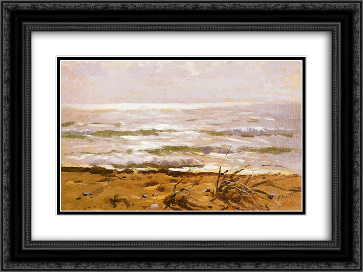 Brzeg morski 24x18 Black Ornate Wood Framed Art Print Poster with Double Matting by Ruszczyc, Ferdynand