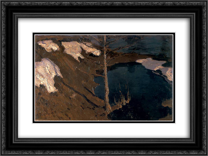 Forest creek 24x18 Black Ornate Wood Framed Art Print Poster with Double Matting by Ruszczyc, Ferdynand