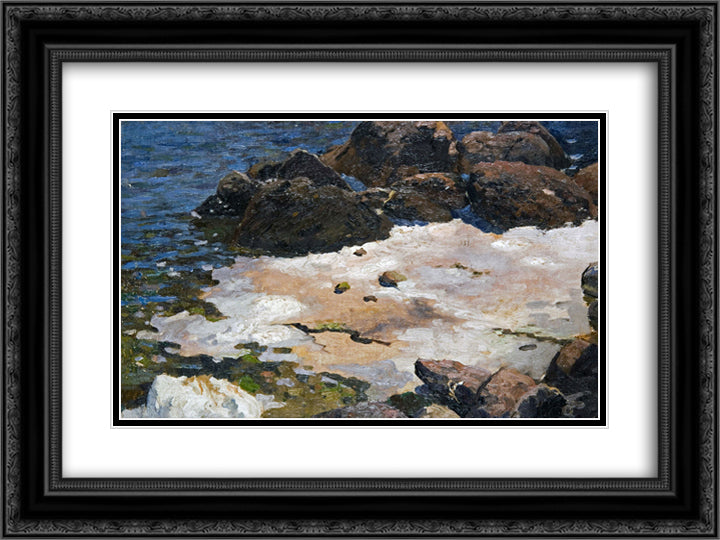 Krym - brzeg morza 24x18 Black Ornate Wood Framed Art Print Poster with Double Matting by Ruszczyc, Ferdynand