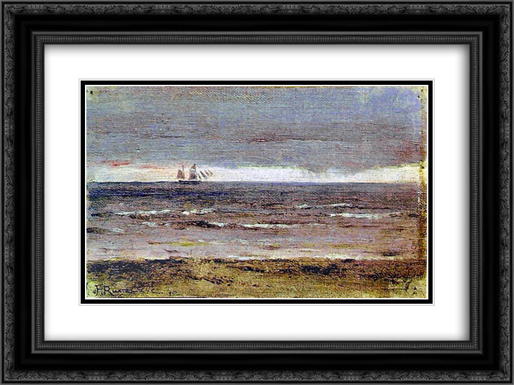 Pejzaz morski 24x18 Black Ornate Wood Framed Art Print Poster with Double Matting by Ruszczyc, Ferdynand