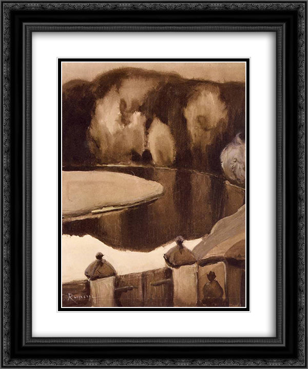 Wieczor Wilejka 20x24 Black Ornate Wood Framed Art Print Poster with Double Matting by Ruszczyc, Ferdynand