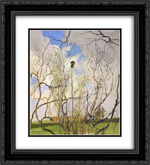 Wiosna 20x22 Black Ornate Wood Framed Art Print Poster with Double Matting by Ruszczyc, Ferdynand