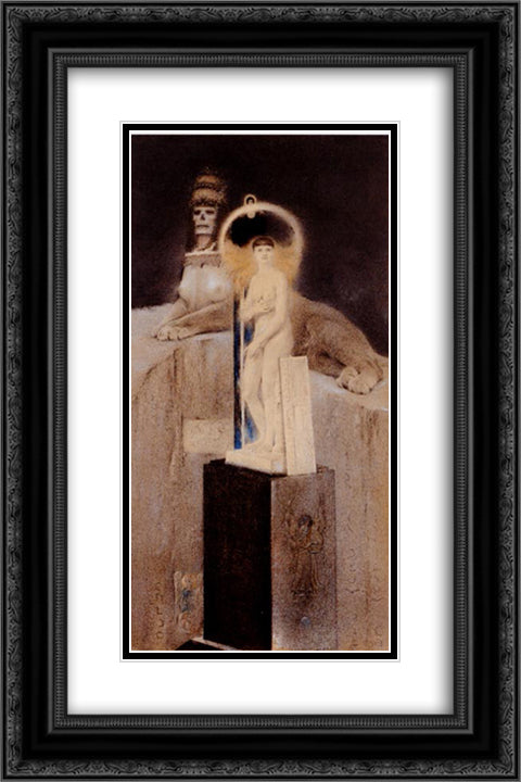 After Josephin Peladan, The Supreme Vice 16x24 Black Ornate Wood Framed Art Print Poster with Double Matting by Khnopff, Fernand