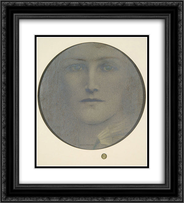 Distrust 20x22 Black Ornate Wood Framed Art Print Poster with Double Matting by Khnopff, Fernand