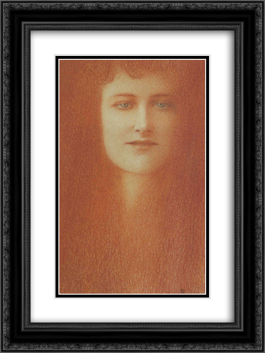 etude de femme 18x24 Black Ornate Wood Framed Art Print Poster with Double Matting by Khnopff, Fernand