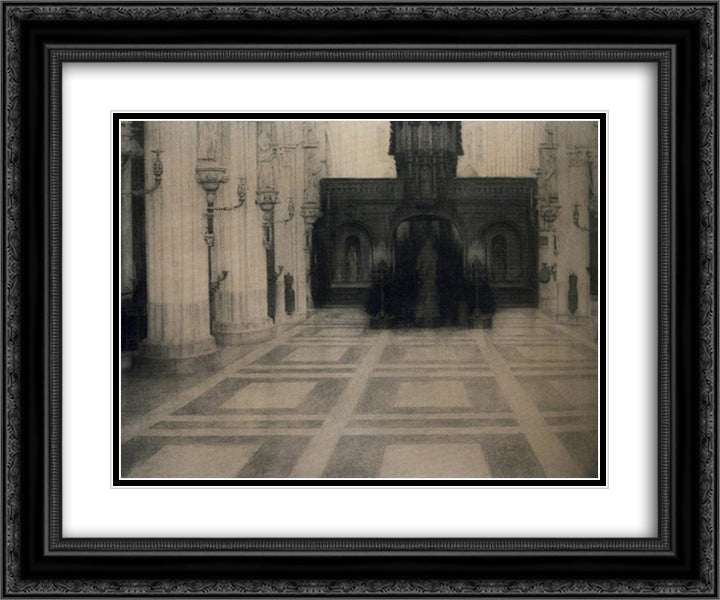 In Bruges. A Church 24x20 Black Ornate Wood Framed Art Print Poster with Double Matting by Khnopff, Fernand