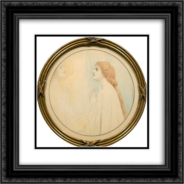 La Conscience 20x20 Black Ornate Wood Framed Art Print Poster with Double Matting by Khnopff, Fernand