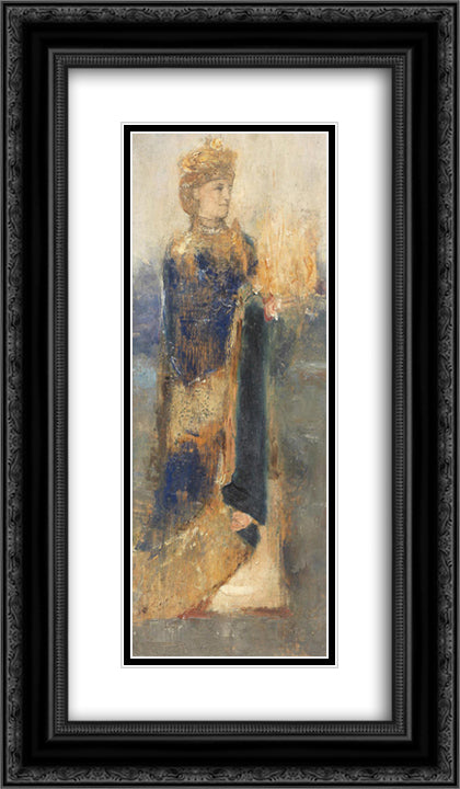 Magician 14x24 Black Ornate Wood Framed Art Print Poster with Double Matting by Khnopff, Fernand