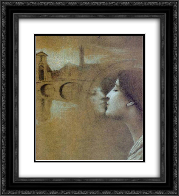 My Heart Cries for the Past 20x22 Black Ornate Wood Framed Art Print Poster with Double Matting by Khnopff, Fernand